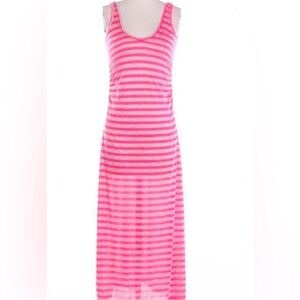 Neon Pink and Gray or neon green and gray Striped Maxi Dress